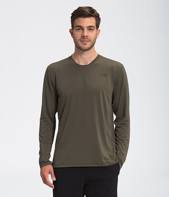Camiseta The North Face Hombre Wander Manga Larga Verde Oscuro - Peru 27905VUAT